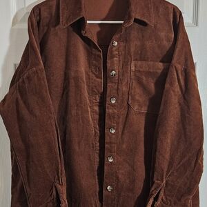 Pink Lily Rich Brown Corduroy Shirt
